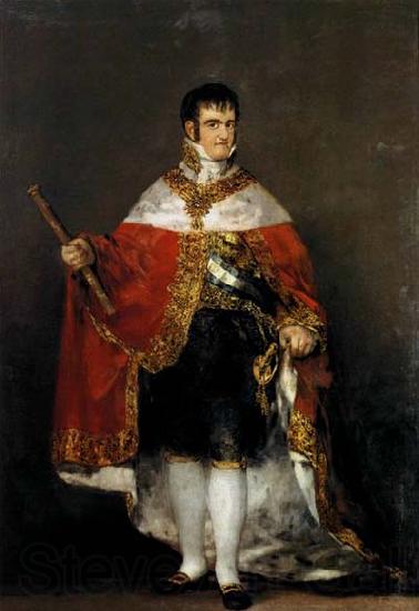 Francisco de goya y Lucientes King Ferdinand VII with Royal Mantle Spain oil painting art